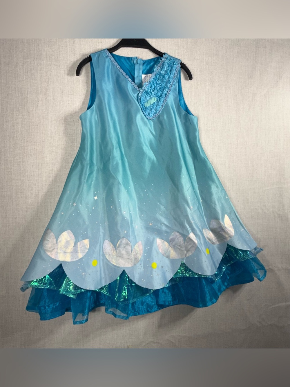 Trolls Aqua Blue Layered Sequin Flower Dress